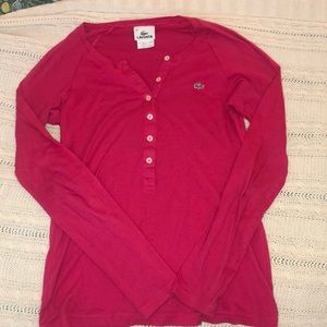 Pink Lacoste Long Sleeve with Buttons